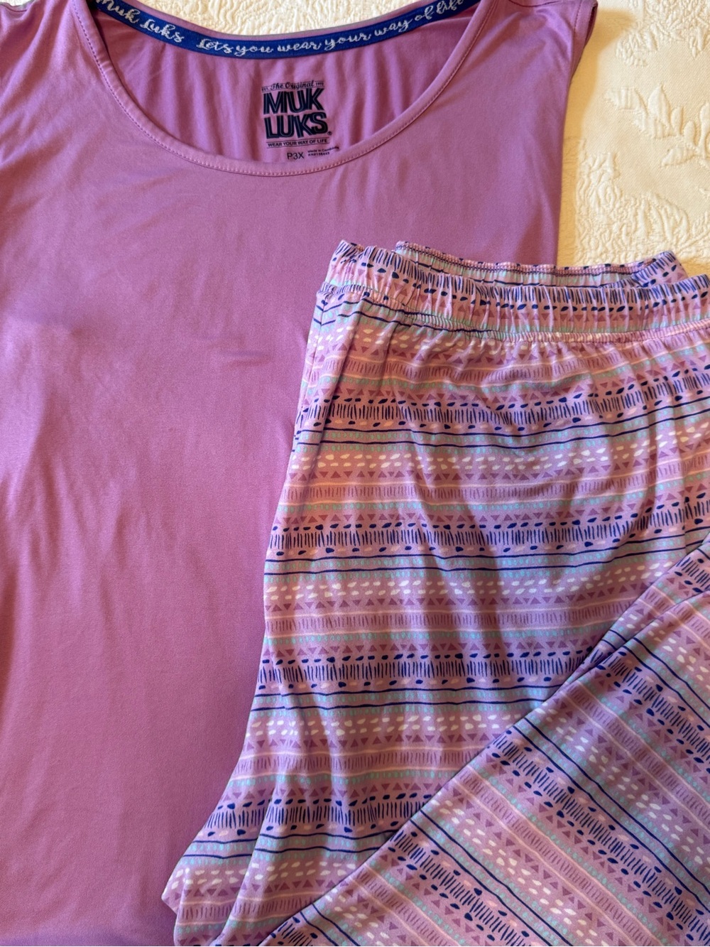Muk Luks Pajama Set Top & Bottom Women's Size 3X PETITE